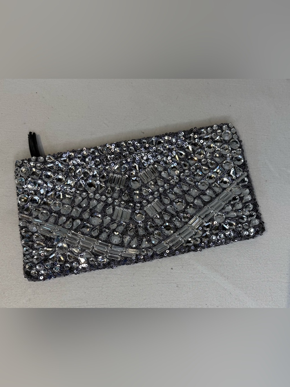 Victoria's Secret Crystal Embellished Silver Clutch 7” x 11” - Picture 4 of 5
